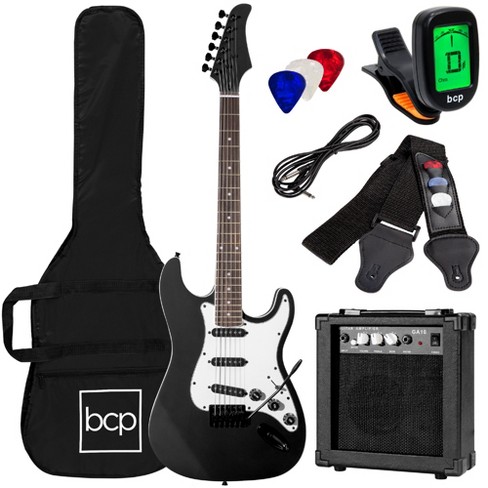Beginner Electric Guitar Starter Kit with Bag 39 Inch Electric Guitar Kit Bundle Black Cable,Wrench Tool Paddle Rocker Strap