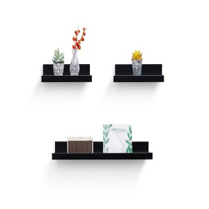 ChicFurnit Wall Shelf Set Floating Wood Shelves Invisible Brackets Hanging Shelf for Books Storage for Indoor Living Room, White, 2.36"*5.91"*1.97" - 1 of 4