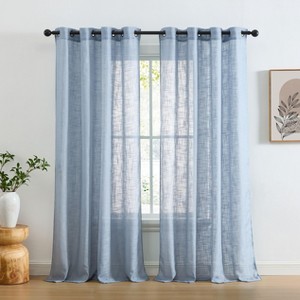 HLC.ME Abbey Faux Linen Textured Semi Sheer Privacy Light Filtering Window Grommet Thick Curtain Panels, Set of 2 - 1 of 4