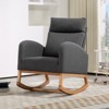 Rocking Chair , Rocker Armchair, Sturdy Frame, Comfy Cushion, High Backrest, with Rubber Wood Legs and Side Pockets, for Living Room, Bedroom - 4 of 4
