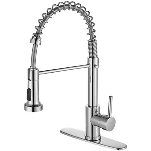 Cobbe Kitchen Faucet, Kitchen Faucet with Pull Down Sprayer, Chrome Stainless Steel Kitchen Sink Faucets for 1 or 3 Hole, Single Handle Spring Faucet - 1 of 4