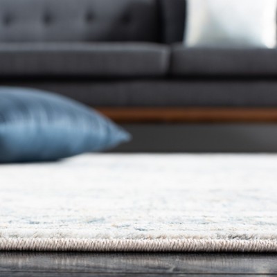 Ivory and Navy Hand-Knotted Rectangular Area Rug 4' x 6'