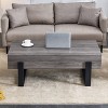 Modern Industrial Coffee Table with Wood Grain Finish and Metal Legs, Rectangular Center Table for Living Room or Office Decor-The Pop Home - 2 of 4