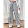 Women's Cargo Sweatpants Fleece High Waisted Wide Leg Pants Athletic Casual Baggy Sweat Pants with Pockets grey,XL - 2 of 4