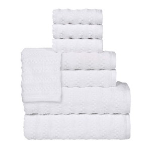 Waffle Textured Stripes Zero Twist Cotton Medium Weight Towel Set by Blue Nile Mills - 1 of 4