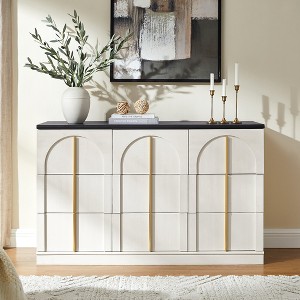 white and gold 9 drawer dresser Blaire Grand Dresser, Bleached Bone