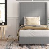 Taylor & Logan Twin 57" High Kellan Platform Bed Gray: Elegant Wingback Headboard, Foam Padded, Wood Slats, Minimalist Design - 3 of 4