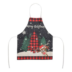 Unique Bargains Christmas Aprons Linen Black Red Green White Brown 21.65"x26.77" 1 Pcs - 1 of 4