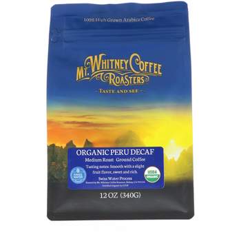 Mt. Whitney Coffee Roasters Organic Peru Decaf, Ground Coffee, Medium Roast, 12 oz (340 g)