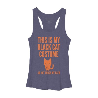 Women's Design By Humans Halloween Introvert Black Cat Costume By Commykaze Racerback Tank Top