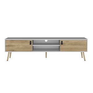 70.9" Engineered Wood Two-Toned TV Stand with Generous Shelving, Concealed Cabinet Storage, and Stable Five-Leg Support for Living Room - 1 of 4
