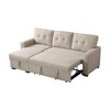 Linen L-Shaped Sectional Sofa with Tufted Cushions & Pull-Out Sleeper - 3 of 4