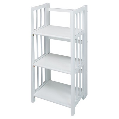  Casual Home 3 Shelf 14 Inch Folding Office Room Wood Furniture Bookcase, White 