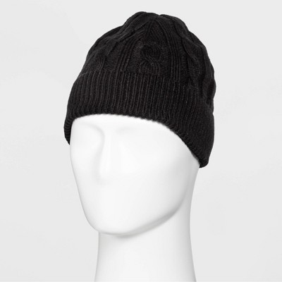 Men's Cable Knit Beanie - Goodfellow & Co™ Black One Size