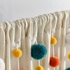 Boho Pom Pom Tassel Linen Window Curtain Panel Turquoise/Orange Single 52X84 - 2 of 4