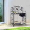 Outsunny Folding Potting Bench Table, Metal Garden Workstation, Work Bench with Build-In Bag with Cover, Hanging Hooks & Storage Shelf - 3 of 4