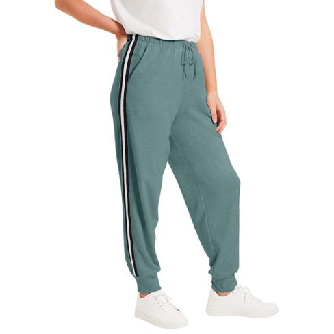 Drawstring Waist Detail Rib Cuffed Jogger