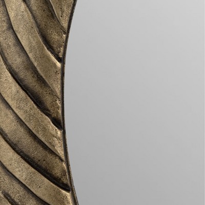 Round Bronze Hurricane Pattern Mirror with Wood Frame