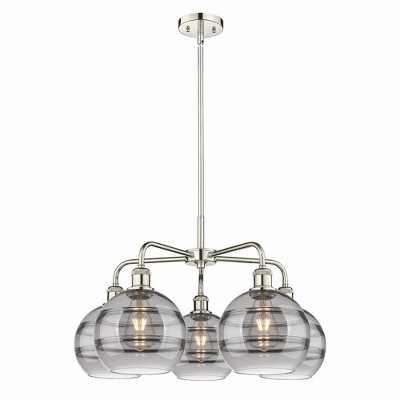 Rochester - 5 Light Stem Hung Chandelier In Industrial Style-15.38 Inches Tall and 26 Inches Wide