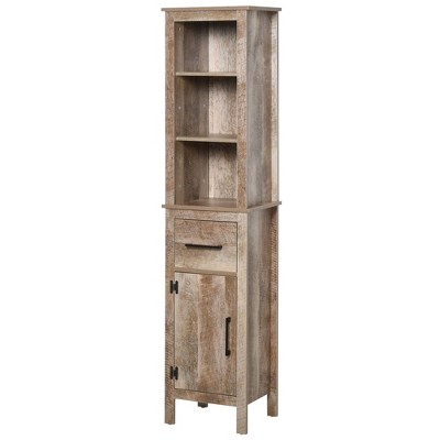 Tall Freestanding Storage Organizer Linen Tower, Vanity Closet, Bathroom  Cabinet With 2 Open Shelves, 3 Drawers, And A Closet : Target