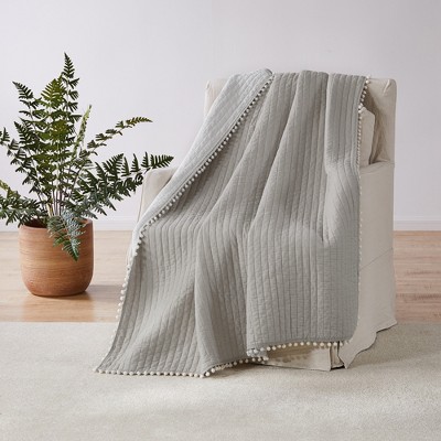 Pom Pom Taupe Quilted Throw - Levtex Home