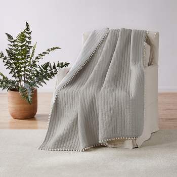 Pom Pom Taupe Quilted Throw - Levtex Home