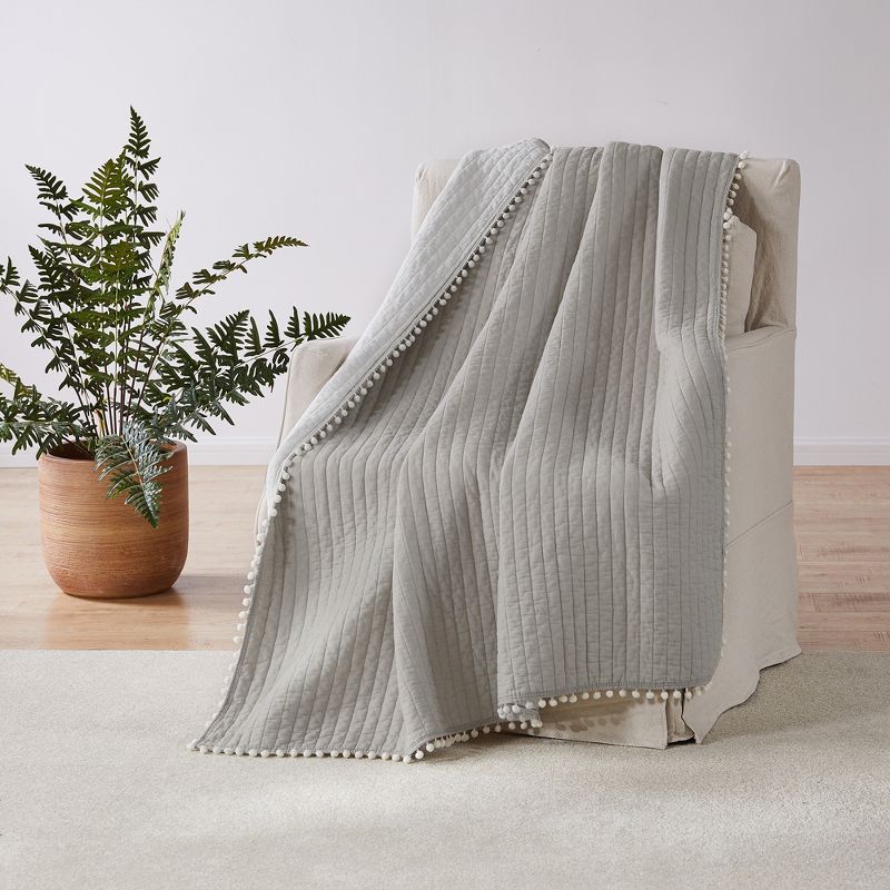 Pom Pom Taupe Quilted Throw - Levtex Home, 1 of 5