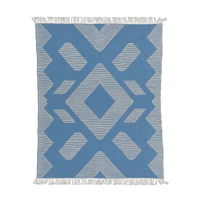 5x7 Geometric Hand Woven Indoor/Outdoor Rug Dusty Blue - National Tree Company