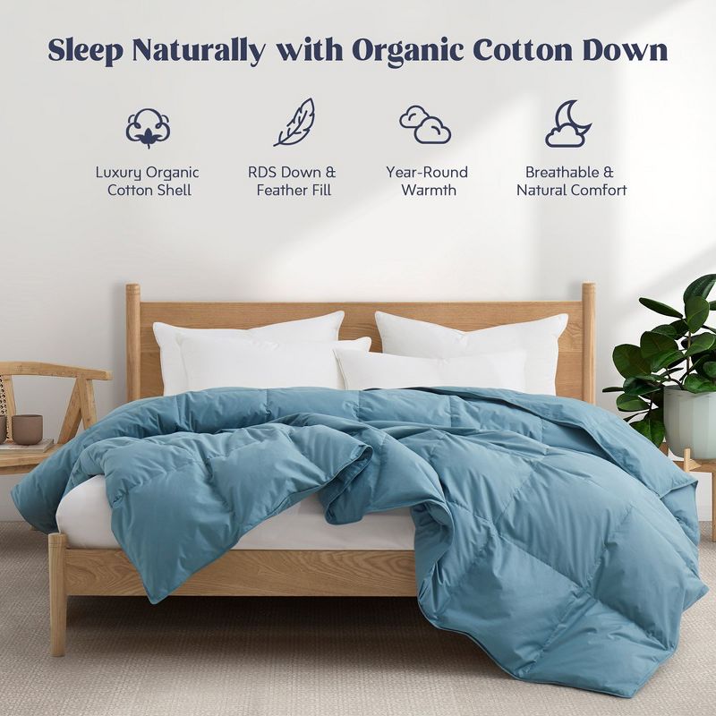 Puredown All Season 100% Organic Cotton Down Duvet Insert Medium Warmth Comforter, 1 of 11