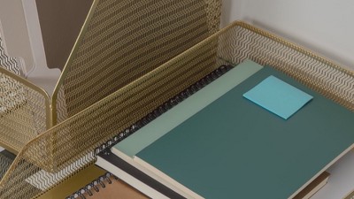 Gold Mesh Metal Paper Letter Inbox Tray Set