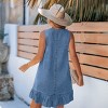 Women's Casual Denim Mini Dress with Ruffle Trim- Cupshe - 4 of 4