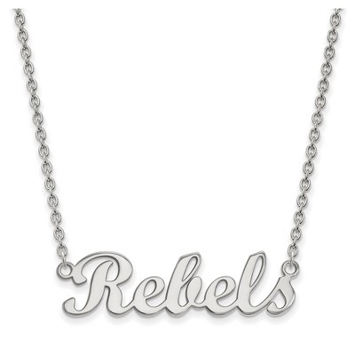 Black Bow Jewelry 14k White Gold Mississippi Rebels NCAA Necklace 18 Inch