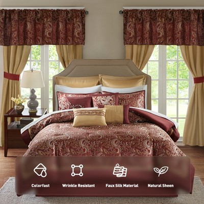 24 Piece Room In A Bag Faux Silk Comforter Matching Curtains Down ...