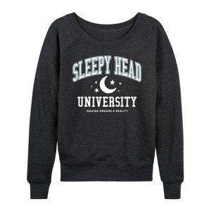 Women's - Instant Message - Sleepy Head University Lightweight French Terry Wide Neck Long Sleeve Graphic Shirt - 1 of 4
