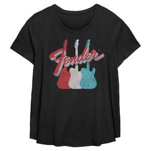 Womens Fender Red White and Guitars T Shirt - 1 of 3