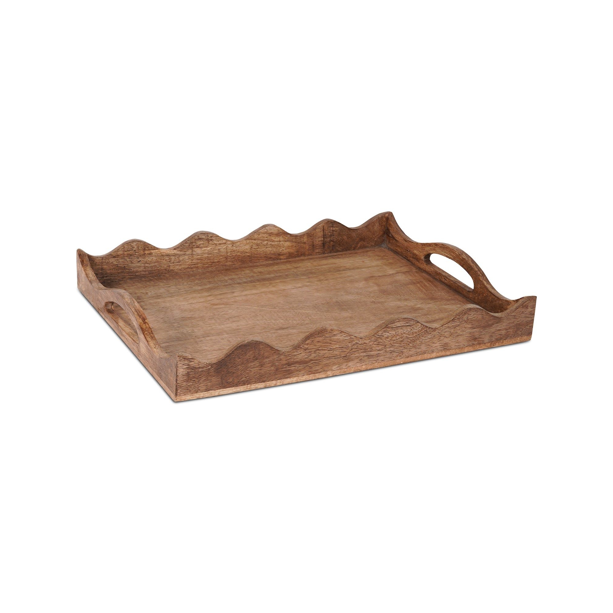 Mela Artisans Scalloped Edge Mangowood Tray , Large