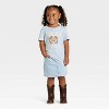 Toddler Girls' Short Sleeve 'Teddy Bear Hugs Club' Graphic T-Shirt - Cat & Jack™ Light Blue - 4 of 4