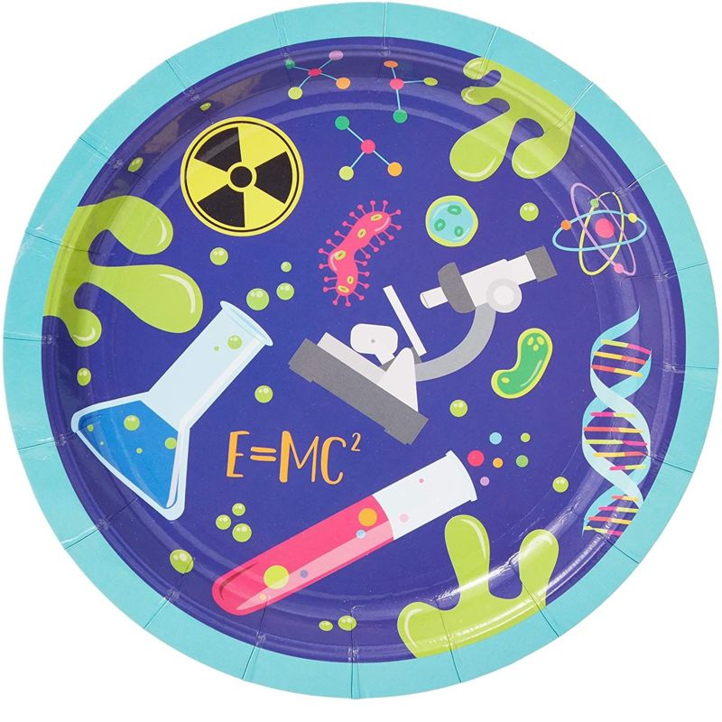 Blue Panda 80 Packs Science Lab Themed Disposable Paper Plates Plate 7" for Kids Birthday Party, 3 of 6