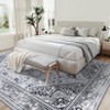 Vintage Washable Floral Area Rug: Non-Slip Distressed Oriental Carpet with Medallion – Low-Pile Accent Floor Mat for Living Room, Laundry Room - 4 of 4