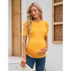 Maternity Tops Women's Casual Ribbed Round Neck Puff Short Sleeve Ruched Side Tunic Blouses Shirts Pregnancy Clothes - 3 of 4