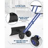 Wheeled Snow Plow Shovel, Heavy-Duty Steel Black Blade with Double Handle, Back Saver Pusher for Snow Removal on Driveway, Sidewalks and Doorways - 4 of 4
