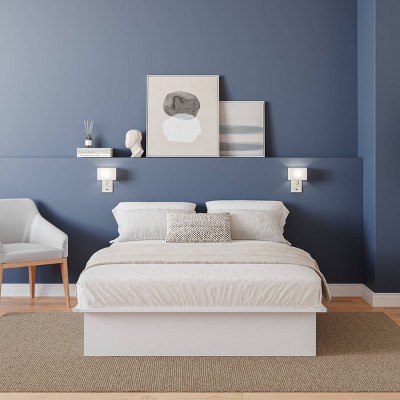 White Full Platform Bed with Minimalist Design