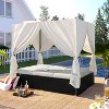 Isabel PE Wicker Patio Daybed with Canopy, Outdoor Furniture with Adjustable Seats, Daybed Queen Bed Tanning Near Me - Maison Boucle - 2 of 4