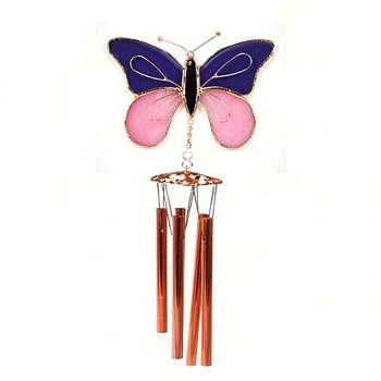 18.0 Inch Butterfly Windchime Stain Glass Yard Decor Bells And Wind Chimes