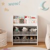 MAYEERTY Bookshelf with 6 Fabric Storage Bins, Multifunctional Children's Bookcase and Toy Organzier White - 3 of 4