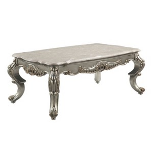 52" Miliani Coffee Table Natural Marble Top and Antique Bronze Finish - Acme Furniture: Chic Rectangular Design, No Assembly Required - 1 of 4