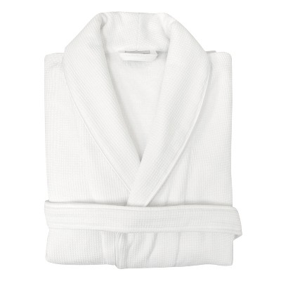 S/M Waffle Terry Solid Bathrobe White - Linum Home Textiles