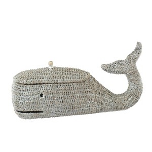 Storied Home Bankuan Rope Whale Box: Nautical Storage Basket with Lid, Bangkuan Grass, Coastal Decor - 1 of 4