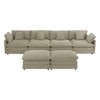 NicBex Couches for Living Room 149.6" Modular Sectional Sofa L-Shape Corduroy Upholstered Sofa Couch with Side Storage Pockets and Ottoman, Brown - 3 of 4