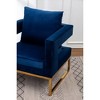 Velvet-Like Contemporary Accent Armchair with Cut-Out Armrests and Gold Metal Frame - 2 of 4